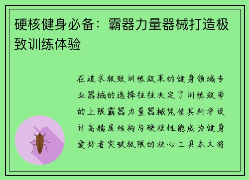 硬核健身必备：霸器力量器械打造极致训练体验